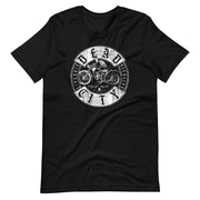 los-angeles-death-and-seduction-goth-streetwear-punk-rock-skulls-skeleton-cafe-racer-vintage-harley-davidson-indian-motocycle-dead-city-chains-Apparel & Accessories > Clothing (1604) - Dead City Short-Sleeve Unisex T-Shirt